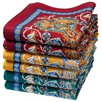 Bild av merrysquare Fint orientaliskt mönster näsdukar Samarkand modell medelstorlek 35,56 cm x 6 stycken 100 % bomull