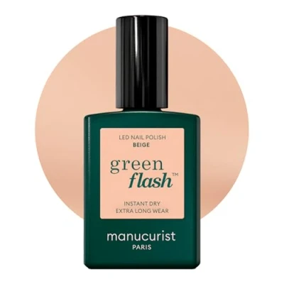 Bild av Manucurist Semi Permanent Nude Green Flash nagellack Naken gel 12 fri, ekologisk sourcé (84%) tillverkad i Frankrike 15 ml