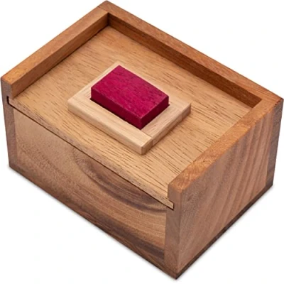 Bild av LOGOPLAY Den röda stenen 3D pussel tankespel pusselspel tålamodsspel logikspel i trälåda