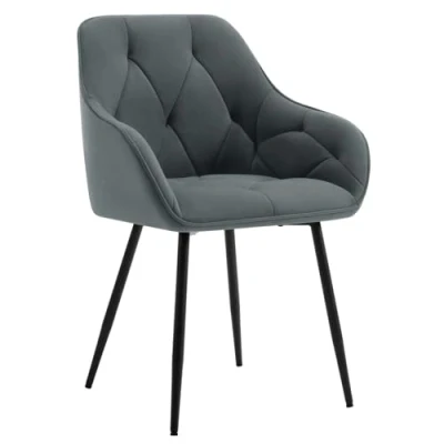 Bild av WOLTU Matrumsstol, köksstol, stol matsal vardagsrum, ergonomisk fåtölj, armstödsstol, stoppstol, sammet, metallben, mörkgrå, EZS02dgr 1