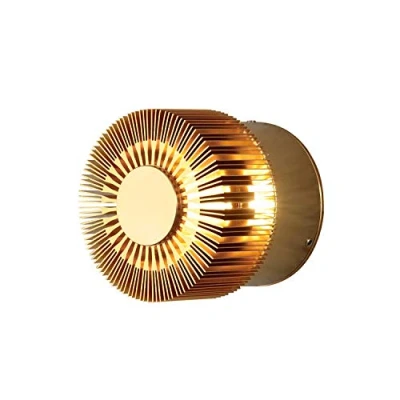 Bild av Konstsmide Vägglampor för utomhus/Monza rund fläkt stil upp ner modern vägglykta/LED hög effekt 1 x 3 Watt LED vägglampa/klar glaslins/solid aluminium/IP54/yttre ljus mässing anodiserad, 7900 800