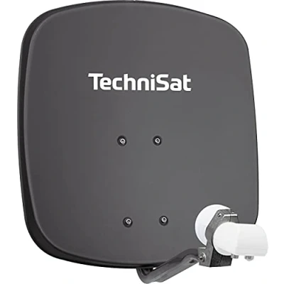 Bild av TechniSat DIGIDISH 45 Satellitskål för 2 deltagare (45 cm litet satellitsystem komplett set med väggfäste och universal Twin LNB) grå