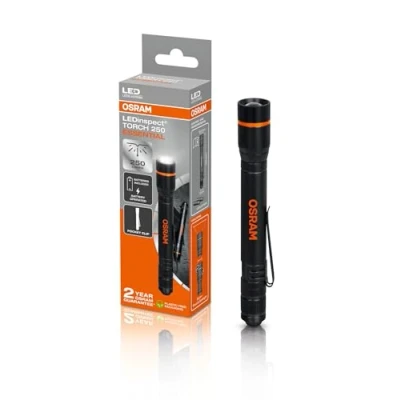 Bild av OSRAM LEDinspect TORCH 250 ESSENTIAL, zoomfunktion, lm ljusstyrka, 6500K, 3 ljuslägen, LED inspektionslampa