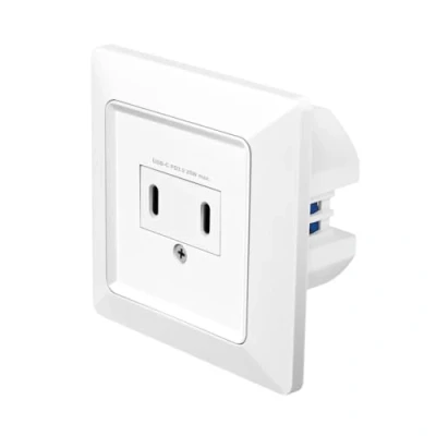 Bild av LogiLink PA0332 Dolt uttag med 2 x USB C (25 W/15 W), PD (PowerDelivery 3.0), skyddsklass IP20