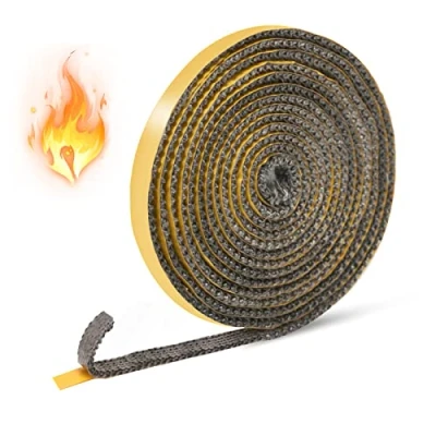Bild av Självhäftande tätningstejp, kollisionsskyddande tejp, ‎grått, glasfibrer, värmebeständigt upp till 550 C, längd x bredd 10 mm 3 för ugn, kamin, eldstäder, vedspisar