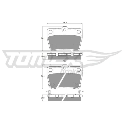 Bild av TOMEX brakes TX 13 86 Jeu de plaquettes frein Essieu arrière avec indicateur d&#039;usure TOYOTA: RAV4 II SUV, I SUV