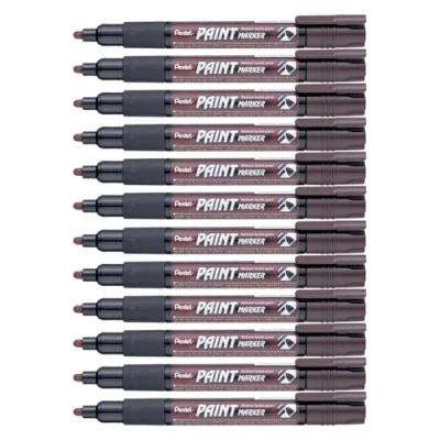 Bild av Pentel MMP20 EO permanent märkpenna, 2,0 mm rund spets, lackmarkörer, 12 stycken, brun