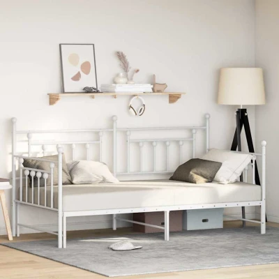 Bild av Dagbädd med utdragssäng Vit 90x200 cm Stål