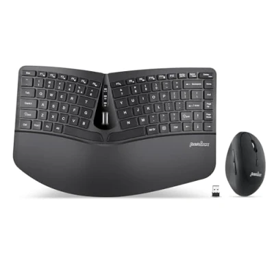 Bild av Perixx PERIDUO 606 trådlöst mini ergonomiskt tangentbord med bärbar vertikal mus justerbart stativ för handflata och vila membran låg profiltangenter amerikansk engelska