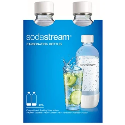 Bild av sodastream diskmaskinssäker 1 L klassisk DWS kolsyreflaska vit (twinpack), plast