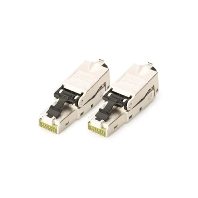 Bild av DIGITUS DN 93631 Nätverkskontakt Cat 6A 2 delar 360 skärmad RJ45 fältkontakt Cat6A Verktygslös installation 500 MHz 10GBase T 10 Gbit/s AWG 27/7 till 22/1