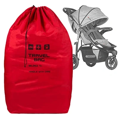 Bild av Röd resväska för barnvagnar, storlek till 100 x 60 40 cm, transportväska, buggy bärväska, vikbar som ryggsäck perfekt på flygplatsen när du checker in järnvägsstation, bilresor [085]