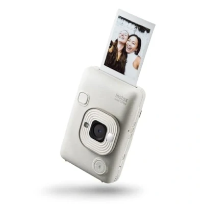 Bild av INSTAX mini LiPlay Hybrid instant camera with rear 2.7 inch LCD display screen, Micro SD card slot, USB Type c charging, Misty White, film sold separately
