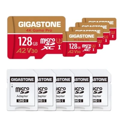 Bild av Gigastone 128GB 5 Pack Micro SD Card, Professional, A2 V30, 4K Video Recording, Nintendo Switch Compatible, R/W up to 100/50MB/s, SDXC UHS I Class 10