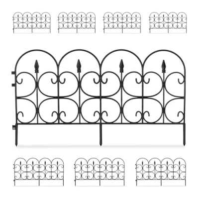 Bild av Relaxdays set med 8 trädgårdskantar, HWD: 38 x 68 1 cm vardera, dekorativt blomsterbäddstaket, push in, antik, plast, svart