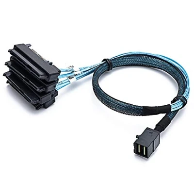 Bild av CableDeconn SFF 8643 Intern Mini SAS HD till (4) 29 stift 8482 kontakter med 15 strömport 12 GB/S kabel (1 m)