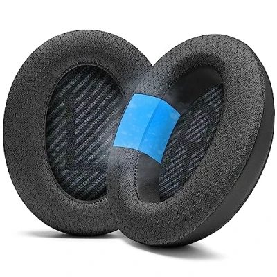 Bild av WC FreeZe QC35 Cooling Gel öronkuddar för Bose &amp; QC35ii (QuietComfort 35) hörlurar och mer Andningsbart sporttyg, kylgel, extra tjock svalare längre Svart