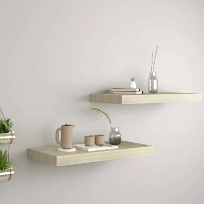 Bild av Svävande vägghyllor 2 st ek 50x23x3,8 cm MDF