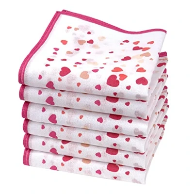 Bild av Merrysquare Rosa hjärtan mini näsdukar 100 % bomull 6 enheter liten storlek 23 cm x modell CONFETTI, Konfetti, 23cm