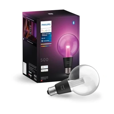 Bild av Philips Hue Lightguide G95 Small Globe Smart Bulb, Vit och Färgat Ljus, Bluetooth Kompatibel, Röststyrning med Alexa, Apple Home Google Assistant
