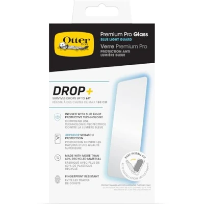 Bild av Otterbox Premium Pro Glass med Blue Light Guard skärmskydd för iPhone 16 Pro, härdat glas, överlägset repskydd, Klarar fall upp till 180cm