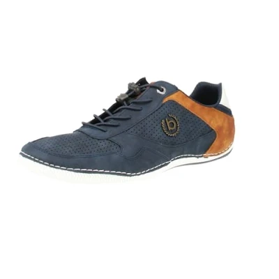 Bild av bugatti herr Casual sneakers med flexibel sula, snörskor memory foam, elastiska skosnören, Mörkblå, 46 EU