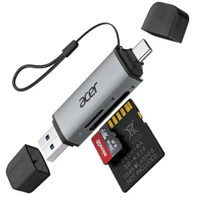 Bild av Acer SD kortläsare, USB C och 3.0 minneskortläsaradapter, stöder SD/Micro SD/SDHC/SDXC/MMC, kompatibel med iPhone 15 Pro, MacBook Pro iPad 2021, Pixel, XPS 13 etc.