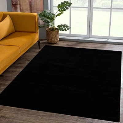 Bild av SANAT matta med kort lugg vardagsrum vanlig modern för sovrum, arbetsrum, kontor, hall, barnrum och kök svart, 120 x 170 cm