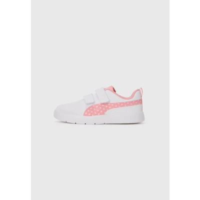 Bild av Puma Courtflex V3 Dotty Unisex Löparskor terräng för barn, Storlek: 28, White/pinkscape/silver/coloured mist Förstklassig skinnimitation