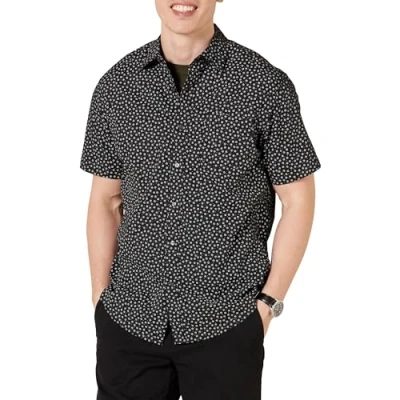 Bild av Amazon Essentials Men&#039;s Kortärmad tryckt skjorta normal passform, Svart Blommig, XL