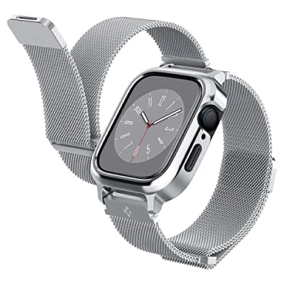 Bild av Spigen Metal Fit Pro silver Apple Watch 9/8/7 45mm