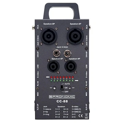 Bild av Pronomic CC 88 multi kabeltestare (multi format kabeltestare, Speakon, XLR, Chinch, RJ45, uttag, disk, MIDI, S video, LED skärm, bärhandtag) grå
