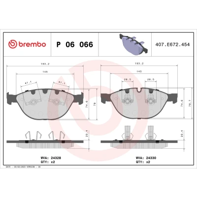 Bild av BREMBO P 06 066 Jeu de plaquettes frein préparé pour indicateur d&#039;usure avec clip piston sans accessoires BMW: 5 Berline, Touring, 6 Coupe