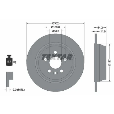 Bild av TEXTAR PRO 92283003 Disque de frein 302 11 05/06 108 plein revêtu sans boulon fix roue, moyeu roue LAND ROVER: Freelander 2 SUV