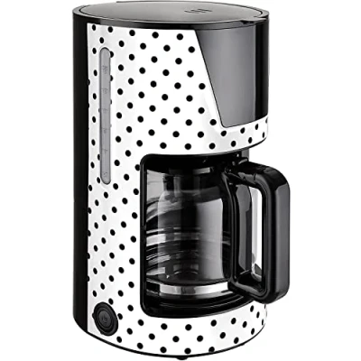 Bild av Kalorik TKG CM 1045 WBD N retro filterkaffemaskin med 1,5 l kapacitet, glaskanna, för upp till 12 15 koppar, 900 watt, vit/svart