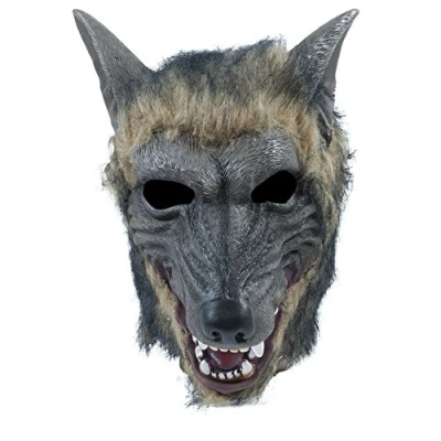 Bild av Bristol Novelty BM539 vargmask strimmig effekt 1 st gråbrun en storlek vuxen, unisex