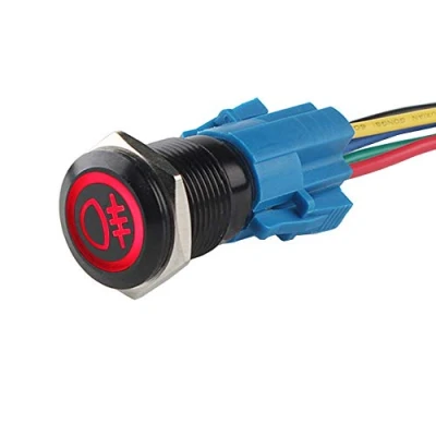 Bild av ETOPARS Svart snäcka 12 V bilfordon rött LED ljus bakre dimma, tryckknapp rostfritt stål metall vippströmbrytare 19 mm uttagskontakt