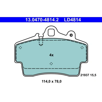 Bild av ATE Ceramic 13.0470 4814.2 Jeu de plaquettes frein préparé pour indicateur d&#039;usure, contact signal d&#039;usure exclu PORSCHE: Cayman, Boxster