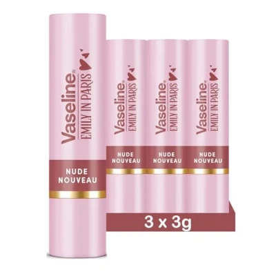 Bild av Vaseline x Emily in Paris Nude Nouveau fuktgivande läppbalsam, stick begränsad utgåva (3 pack Nouveau)