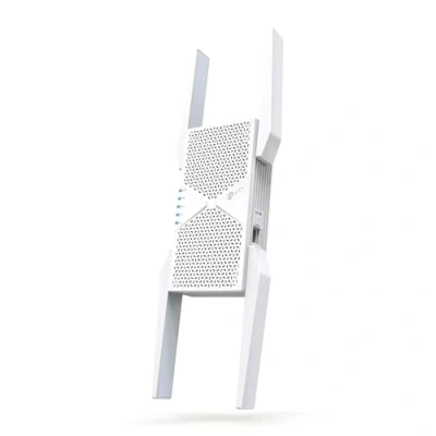 Bild av TP Link RE655BE Tri band Wi Fi 7 förstärkare repeater BE9300, upp till 5764 Mbit/s (6 GHz) + 2882 (5 688 (2,4 GHz), EasyMesh, 1 x 2,5 Gigabit LAN port, 4 extern antenn WPA3