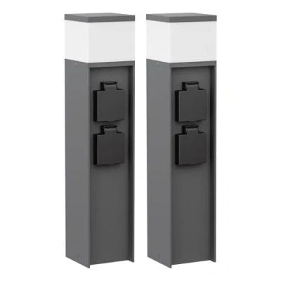 Bild av ledscom.de 2 st. pollarlampa POMI för utomhusbruk, 39cm, antracit, socklar, inkl. glödlampa G9, 501lm, varmvit