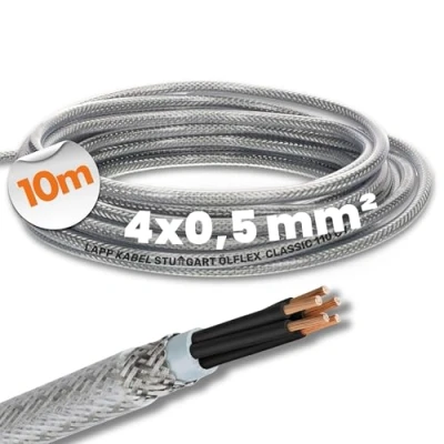 Bild av 10 meter Lapp 1135754 Ölflex Classic 110 CY skärmad kontrollkabel 4 x 0,5 mm² utan gröngul skyddsledare I kabel ledare med skärm transparent ytterkappa
