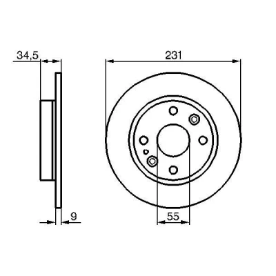 Bild av BOSCH 0 986 478 242 Disque de frein 231 9 4 100 plein huilé MAZDA: MX 5 I, FAMILIA 4, 323 C IV 3/5 portes