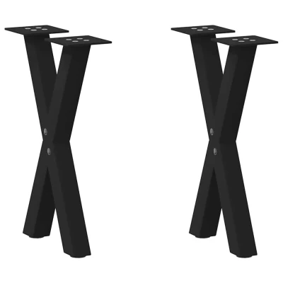 Bild av Soffbordsben X formade 2 st svart 28x(42 43) cm stål