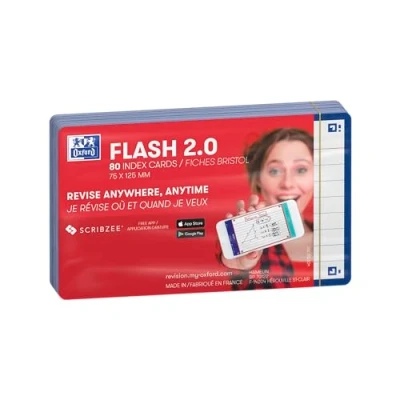 Bild av Oxford Flash 2.0 80 kort Bristol Cards 7,5 x 12,5 cm linjerad marin blå ram