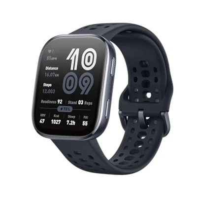 Bild av AMAZFIT Bip 6 Smartklocka 46 mm, 14 dagars batteri, 5 cm AMOLED skärm, GPS och gratis kartor, AI, Bluetooth samtal text, hälsa, fitness sömnspårare, 140 + träningslägen, ATM vattentålig