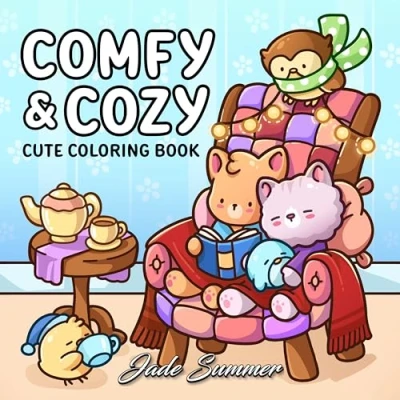 Bild av Comfy &amp; Cozy: Coloring Book for Adults and Teens with Cozy Scenes Cute Animal Characters Relaxation