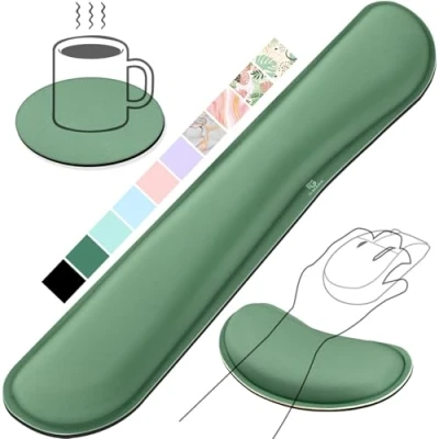 Bild av Gimars Tangentbord Handledsstöd, Ergonomiskt Minnesskum Mus Gel Armbågsstöd Tangentbordsstöd med Halkfri PU Bas för Kontorsspel, MAC, Dator, Mörkgrön