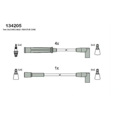 Bild av HITACHI 134205 Jeu De Fils d&#039;Allumage OPEL: Kadett E CC, Berline, D 3/5 portes