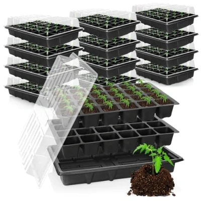 Bild av COM FOUR® odlingsset i 48 delar, set med vattenbaljor, växthusskydd och krukbrickor för odling av inomhusväxter (048 delar 38x25cm)